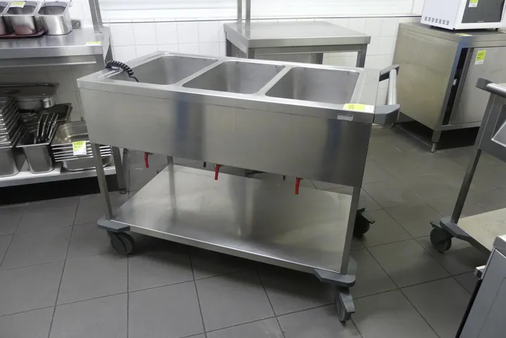 BLANCO - Edelstahl-Speisenwärmewagen/Bain-Marie-Wagen, fahrbar, mit Bodenboden